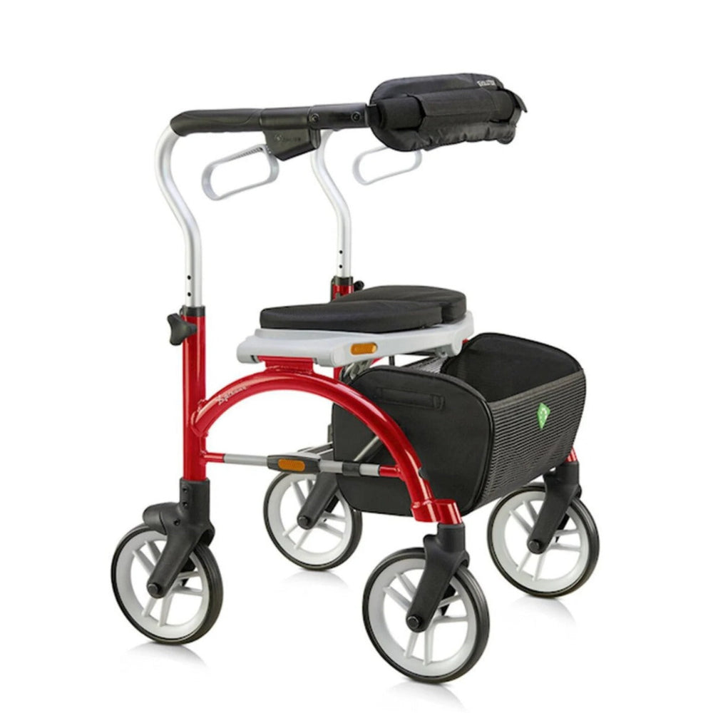 Ruby Red Evolution Xpresso Lite CF walker featuring a lightweight cable-free design.
